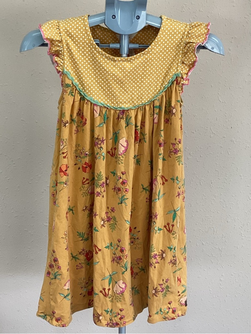 Matilda Jane Mustard Floral Dress with Polka Yoke
